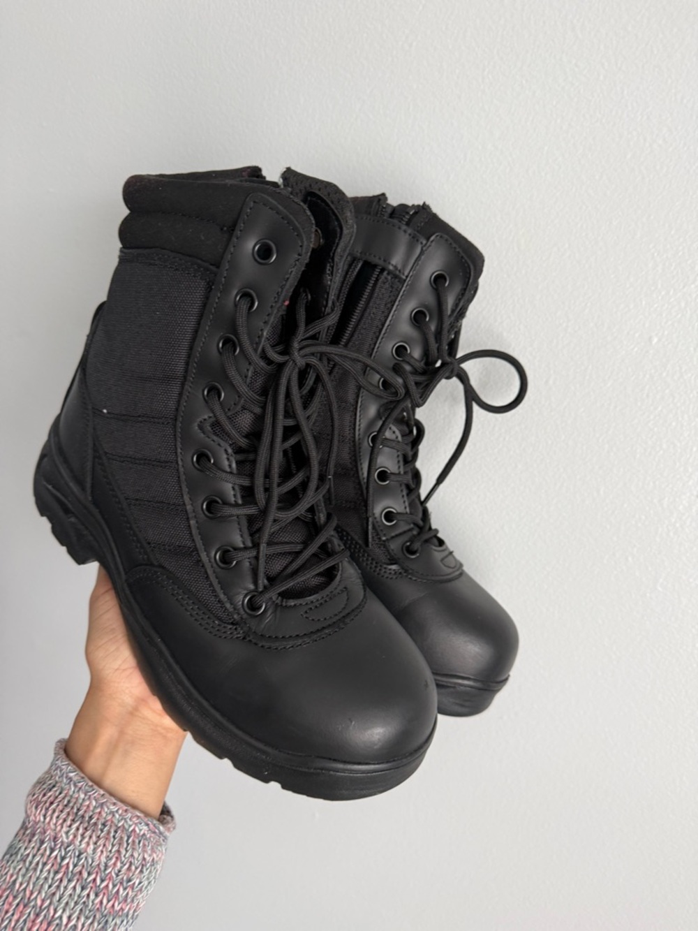 Black Tactical Lace-Up Boots for Men